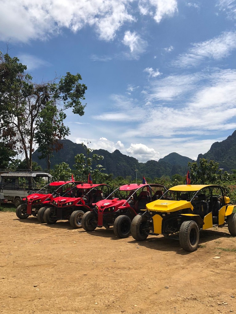 Buggy fleet lined up for a half-day tour