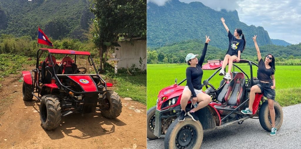 Red off-road buggy adventures in Vang Vieng, Laos